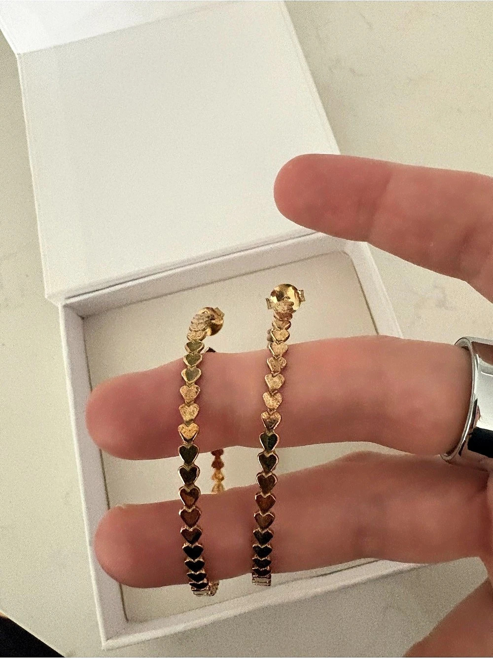 Jennifer Zeuner Jewelry “Drea” 2” Mini Heart Hoop Earrings in 18k gold plated